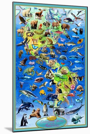 100 Endangered Species-Adrian Chesterman-Mounted Art Print