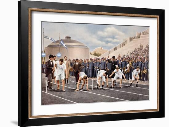 100 m Race at Olympic Games in Athens 1896-null-Framed Photographic Print