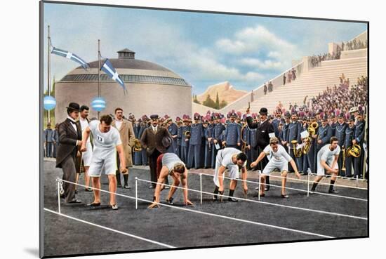 100 Metres Sprint Race at the Olympic Games, Athens, 1896-null-Mounted Giclee Print