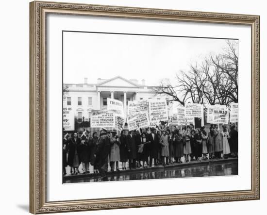 1000 Dominicans from New York City Demonstrate Loyalty to Generalissimo Rafael Trujillo-null-Framed Photo