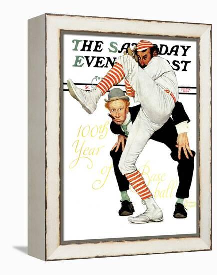 "100th Anniversary of Baseball" Saturday Evening Post Cover, July 8,1939-Norman Rockwell-Framed Premier Image Canvas
