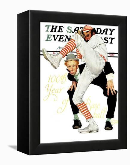 "100th Anniversary of Baseball" Saturday Evening Post Cover, July 8,1939-Norman Rockwell-Framed Premier Image Canvas