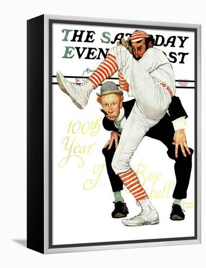 "100th Anniversary of Baseball" Saturday Evening Post Cover, July 8,1939-Norman Rockwell-Framed Premier Image Canvas