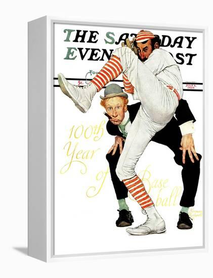 "100th Anniversary of Baseball" Saturday Evening Post Cover, July 8,1939-Norman Rockwell-Framed Premier Image Canvas