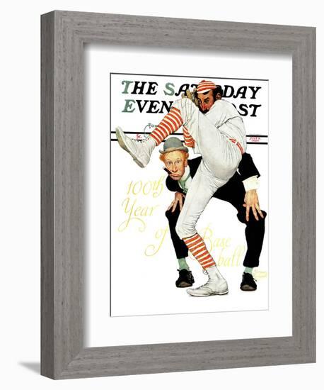 "100th Anniversary of Baseball" Saturday Evening Post Cover, July 8,1939-Norman Rockwell-Framed Premium Giclee Print