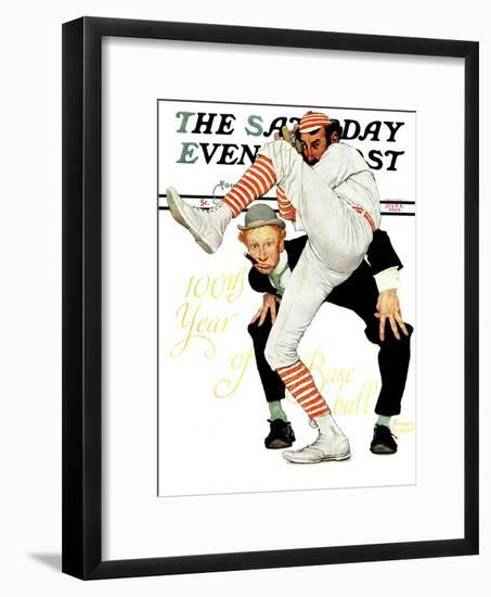 "100th Anniversary of Baseball" Saturday Evening Post Cover, July 8,1939-Norman Rockwell-Framed Premium Giclee Print