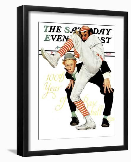 "100th Anniversary of Baseball" Saturday Evening Post Cover, July 8,1939-Norman Rockwell-Framed Premium Giclee Print