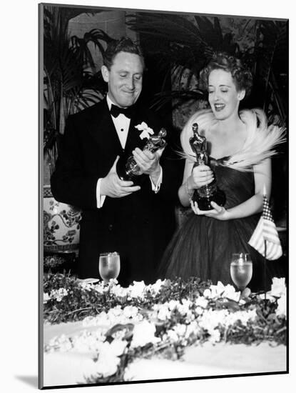 11th Annual Academy Awards, 1938. Spencer Tracy "Boys Town" with Bette Davies "Jezabel"-null-Mounted Photographic Print