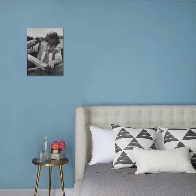 12 Year Old Boy With A Perceptual Handicap Using Hammer In Backyard Of His Home Photographic Print By Grey Villet Art Com