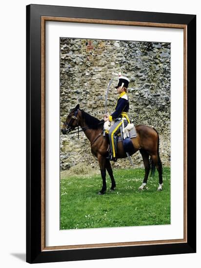 12th Light Dragoons British Soldier with Drawn Sabre, C 1800, Re-Enactment-null-Framed Giclee Print