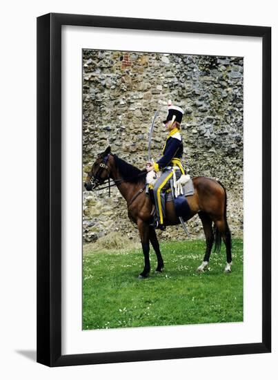 12th Light Dragoons British Soldier with Drawn Sabre, C 1800, Re-Enactment-null-Framed Giclee Print