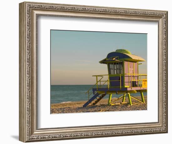 12th Street Lifeguard Station at Sunset, South Beach, Miami, Florida, USA-Nancy & Steve Ross-Framed Photographic Print