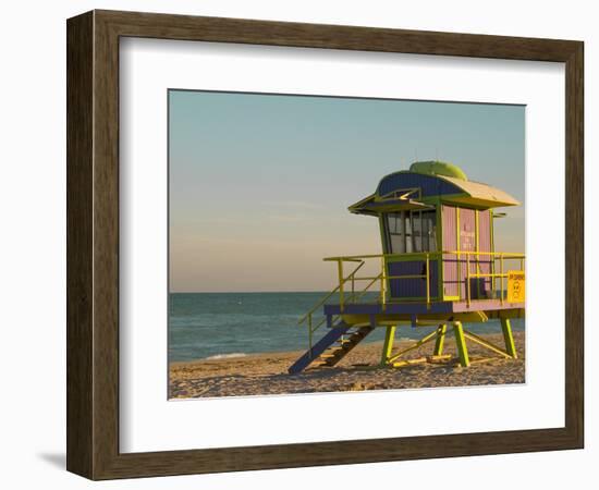 12th Street Lifeguard Station at Sunset, South Beach, Miami, Florida, USA-Nancy & Steve Ross-Framed Photographic Print