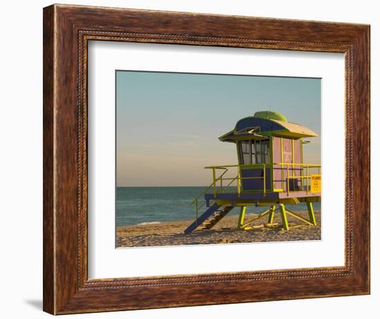 12th Street Lifeguard Station at Sunset, South Beach, Miami, Florida, USA-Nancy & Steve Ross-Framed Photographic Print