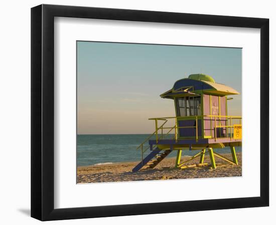 12th Street Lifeguard Station at Sunset, South Beach, Miami, Florida, USA-Nancy & Steve Ross-Framed Photographic Print