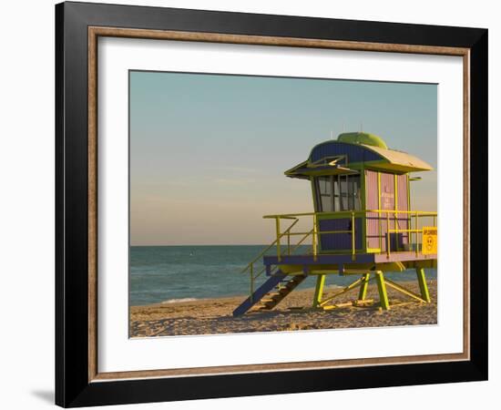 12th Street Lifeguard Station at Sunset, South Beach, Miami, Florida, USA-Nancy & Steve Ross-Framed Photographic Print
