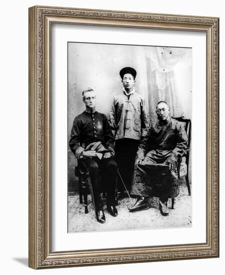 13th Dalai Lama, Sir Charles Bell and Maharaj Kumar Sidkeong Trul-Ku, 1910-English Photographer-Framed Photographic Print