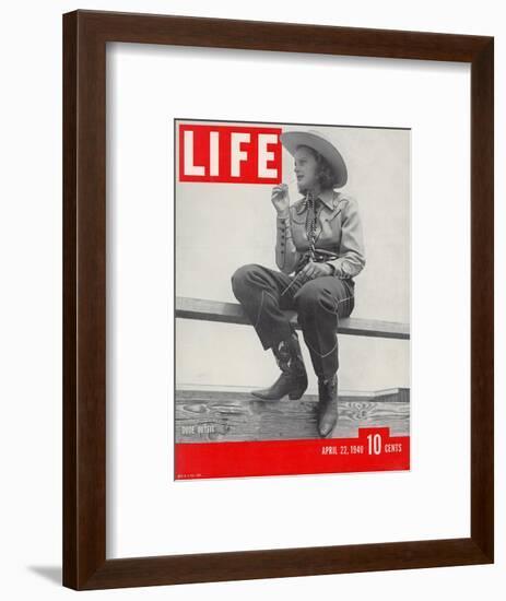 14-yr-old Cowgirl Jimmy Rogers Showing off Latest Western Clothing Trend, April 22, 1940-Peter Stackpole-Framed Photographic Print