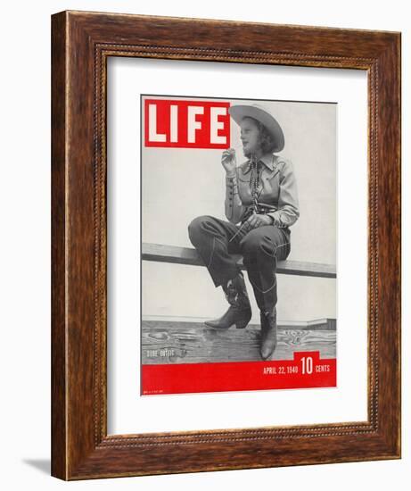 14-yr-old Cowgirl Jimmy Rogers Showing off Latest Western Clothing Trend, April 22, 1940-Peter Stackpole-Framed Photographic Print