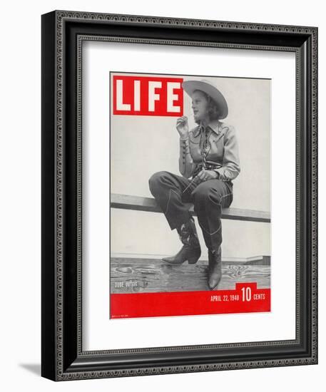 14-yr-old Cowgirl Jimmy Rogers Showing off Latest Western Clothing Trend, April 22, 1940-Peter Stackpole-Framed Photographic Print