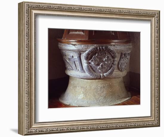 14th Century Baptismal Font, Sauze D'Oulx Parish Church, Italy-null-Framed Giclee Print