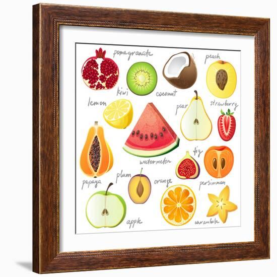 15 Bright Fruit Pieces-mart_m-Framed Art Print