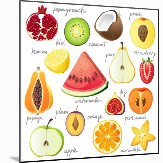 15 Bright Fruit Pieces-mart_m-Mounted Art Print