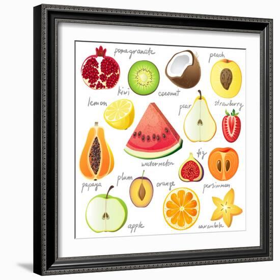 15 Bright Fruit Pieces-mart_m-Framed Art Print