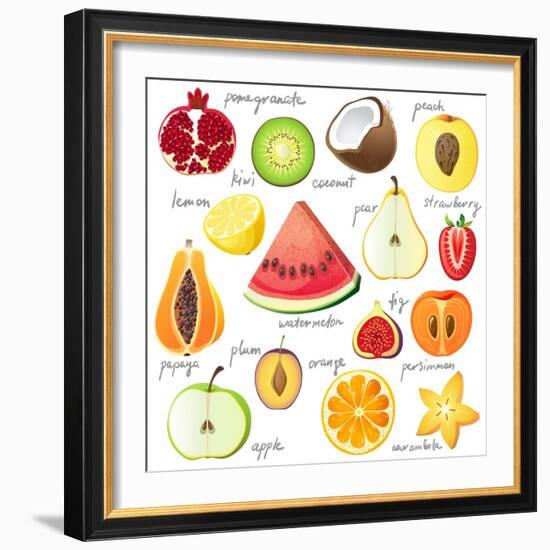 15 Bright Fruit Pieces-mart_m-Framed Art Print