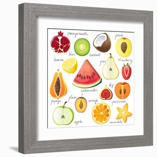 15 Bright Fruit Pieces-mart_m-Framed Art Print