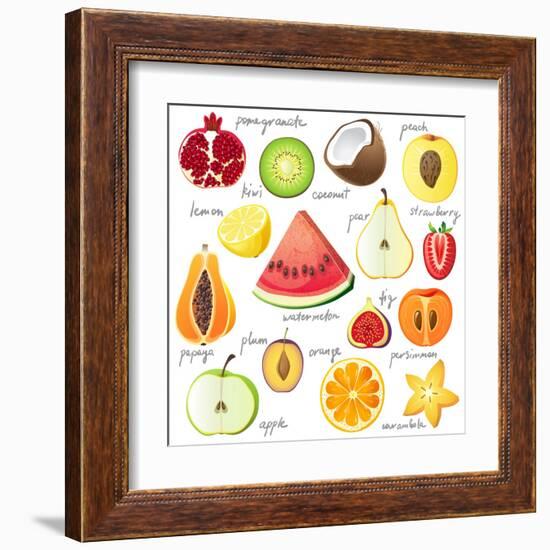 15 Bright Fruit Pieces-mart_m-Framed Art Print