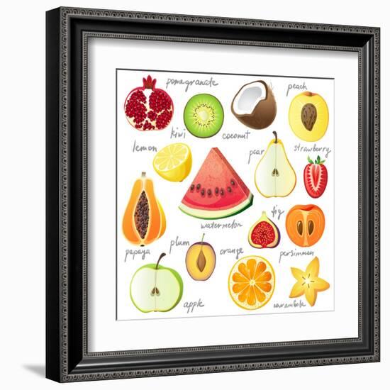 15 Bright Fruit Pieces-mart_m-Framed Art Print