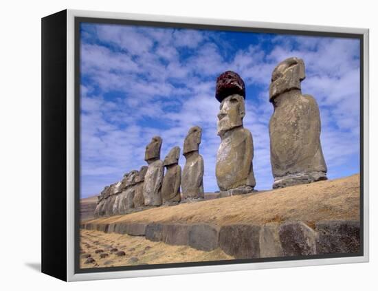 15 Moais at Ahu Tongariki, Easter Island, Chile-Walter Bibikow-Framed Premier Image Canvas