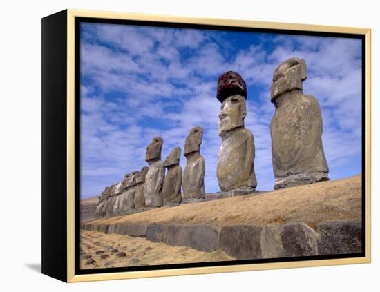 15 Moais at Ahu Tongariki, Easter Island, Chile-Walter Bibikow-Framed Premier Image Canvas