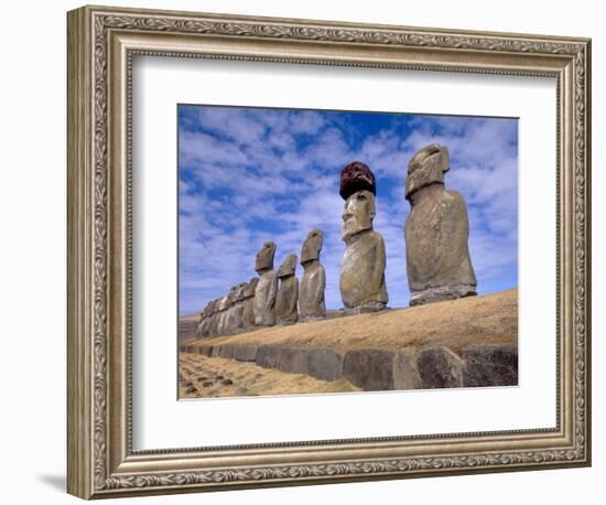 15 Moais at Ahu Tongariki, Easter Island, Chile-Walter Bibikow-Framed Photographic Print