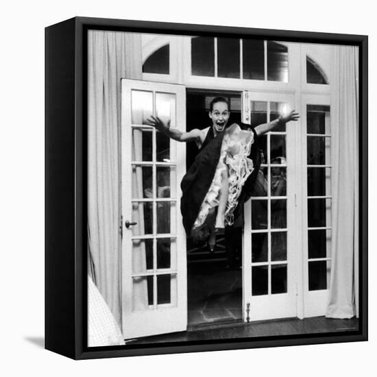 15 Year Old Girl Making a Flying Entrance Into a Party For 15 Year Olds-Yale Joel-Framed Premier Image Canvas