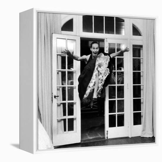 15 Year Old Girl Making a Flying Entrance Into a Party For 15 Year Olds-Yale Joel-Framed Premier Image Canvas