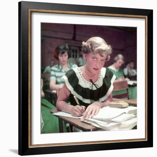 15 Year Old High School Student Rue Lawrence in Class at New Trier High School Outside Chicago-Alfred Eisenstaedt-Framed Photographic Print