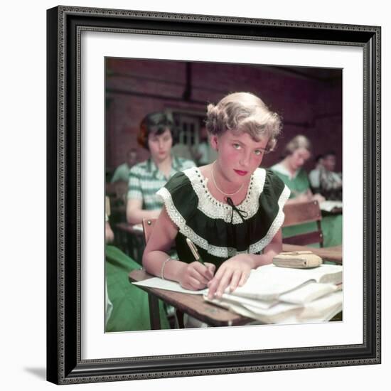 15 Year Old High School Student Rue Lawrence in Class at New Trier High School Outside Chicago-Alfred Eisenstaedt-Framed Photographic Print