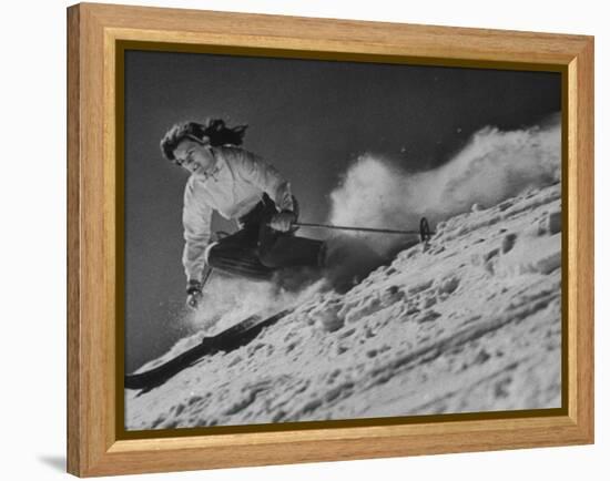 15-Year Old Skiing Prodigy Andrea Mead Lawrence Practicing for Winter Olympics-null-Framed Premier Image Canvas