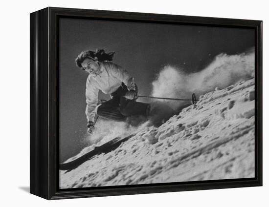 15-Year Old Skiing Prodigy Andrea Mead Lawrence Practicing for Winter Olympics-null-Framed Premier Image Canvas