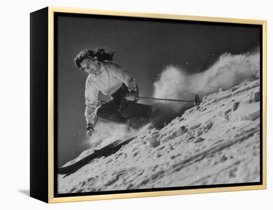 15-Year Old Skiing Prodigy Andrea Mead Lawrence Practicing for Winter Olympics-null-Framed Premier Image Canvas