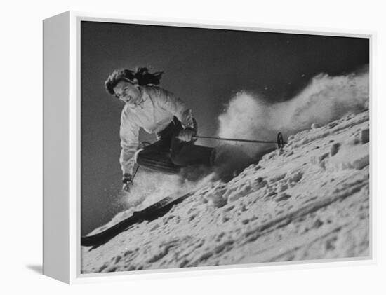 15-Year Old Skiing Prodigy Andrea Mead Lawrence Practicing for Winter Olympics-null-Framed Premier Image Canvas