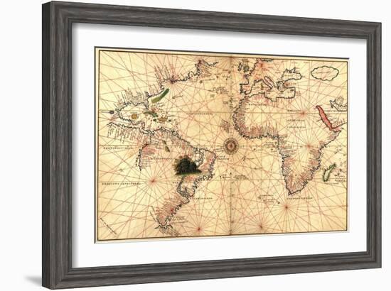 1544 Nautical Map of the Atlantic Ocean-null-Framed Art Print