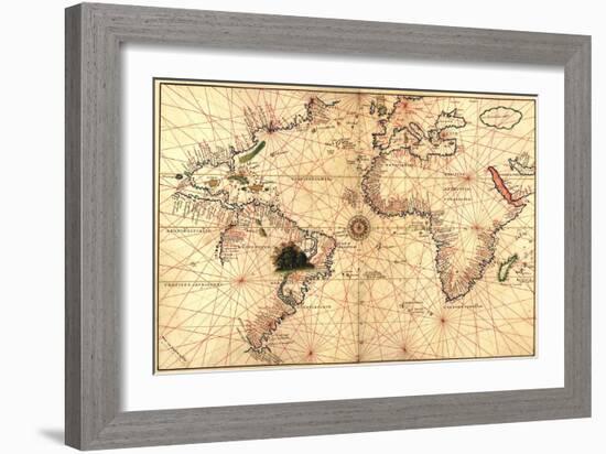 1544 Nautical Map of the Atlantic Ocean-null-Framed Art Print