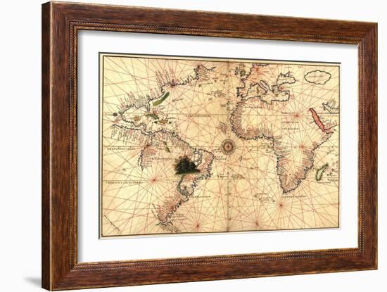 1544 Nautical Map of the Atlantic Ocean-null-Framed Art Print