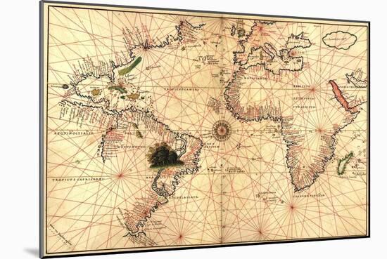 1544 Nautical Map of the Atlantic Ocean-null-Mounted Art Print