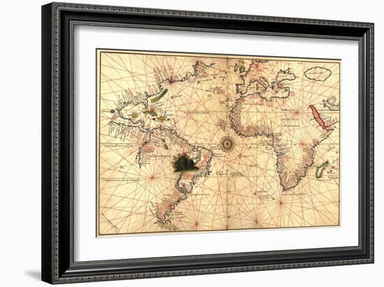 1544 Nautical Map of the Atlantic Ocean-null-Framed Art Print