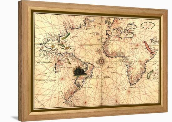 1544 Nautical Map of the Atlantic Ocean-null-Framed Stretched Canvas