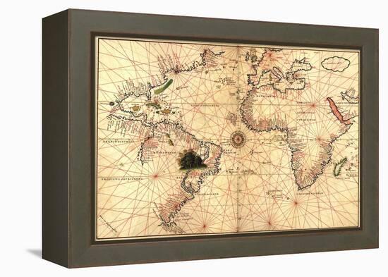 1544 Nautical Map of the Atlantic Ocean-null-Framed Stretched Canvas